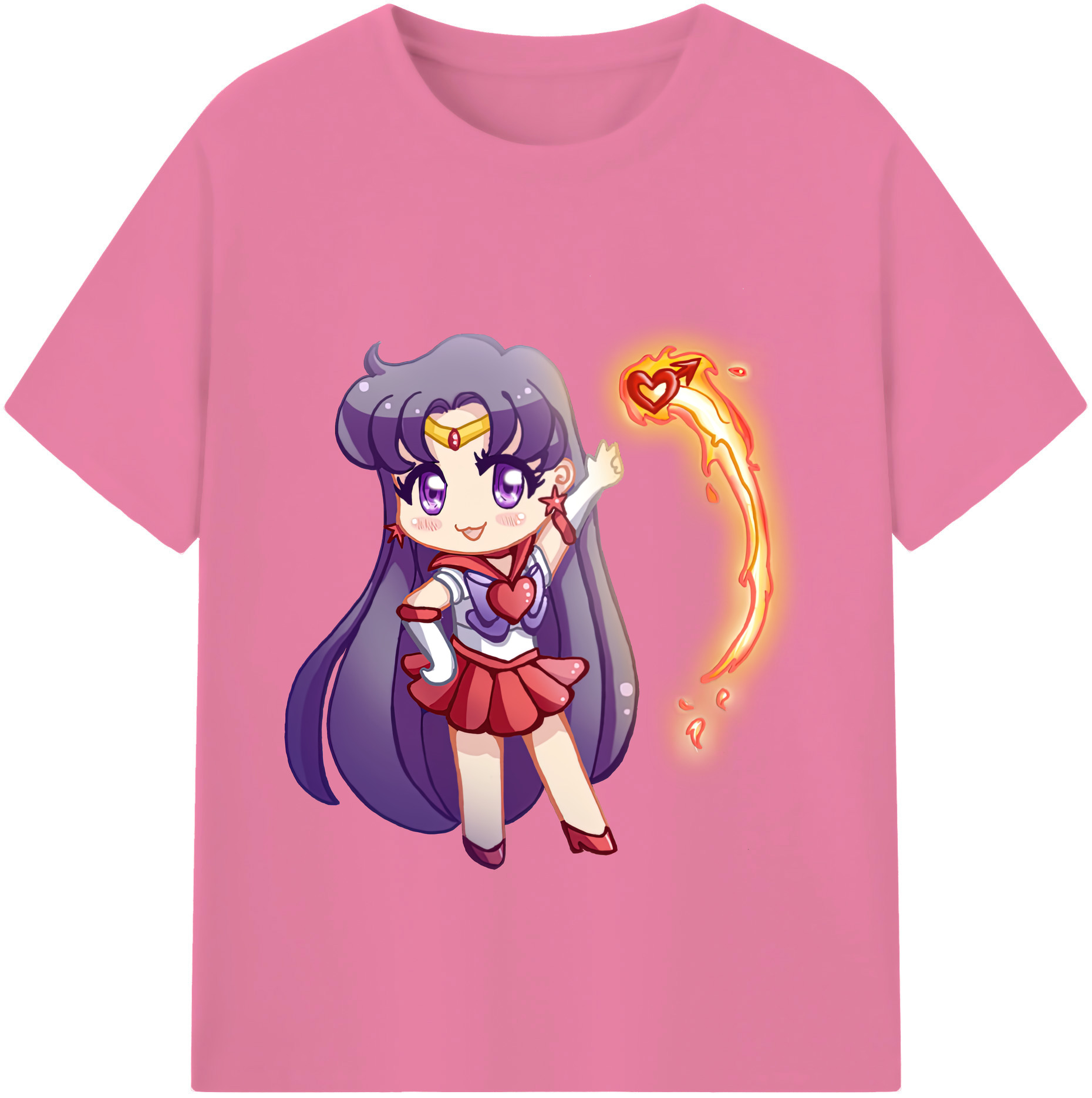 （画像用） 美少女戦士セーラームーン 火野レイ ひの レイ Sailor Moon Hino Rei （セーラーマーズ,Sailor Mars） 綿100％半袖Tシャツ（フロントプリント）